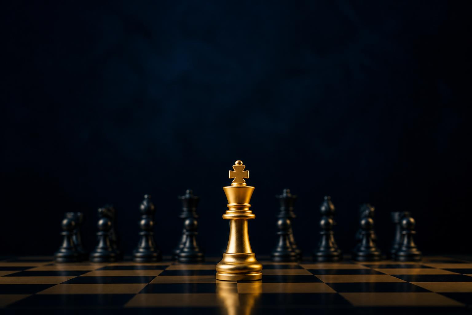 Golden king on a chessboard